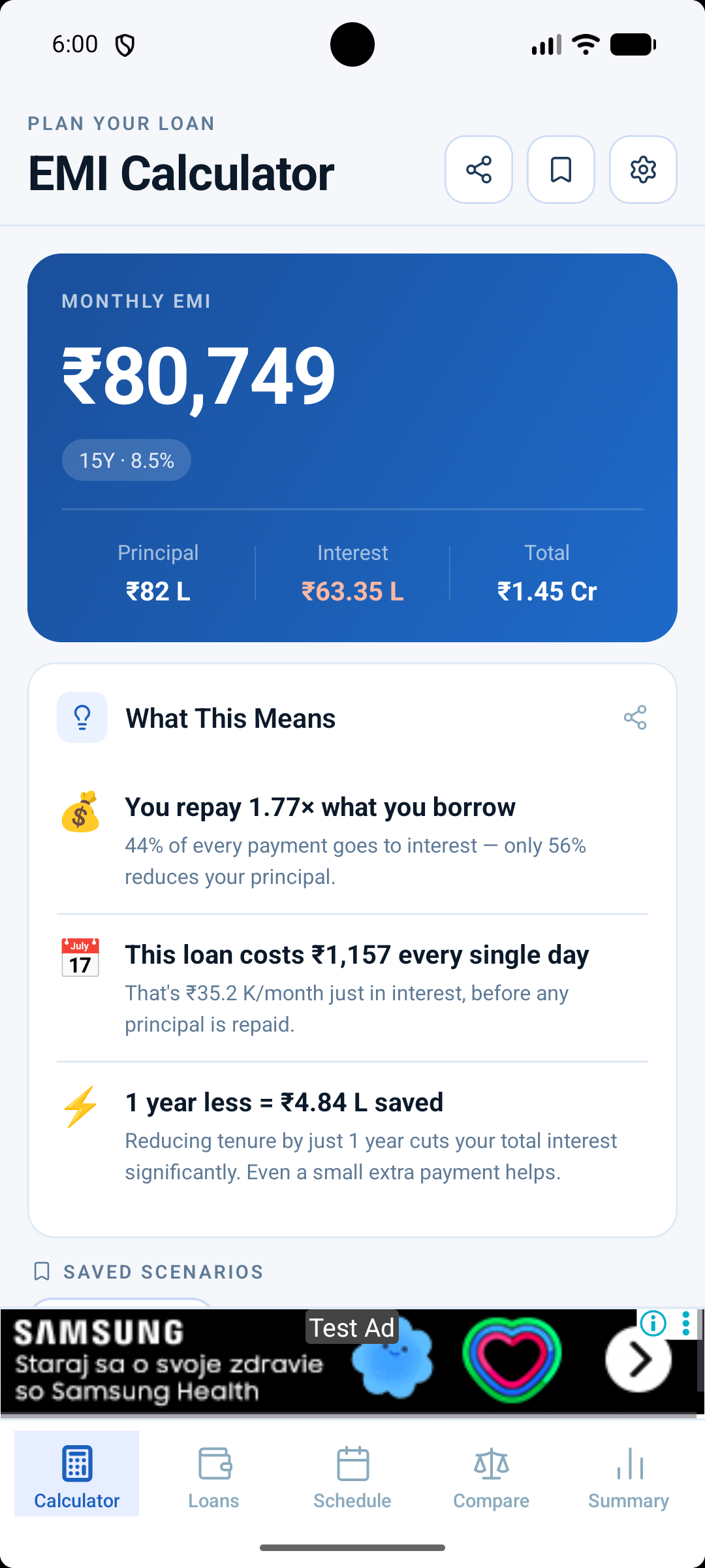 EMI Calculator & Loan Tracker screenshot 1