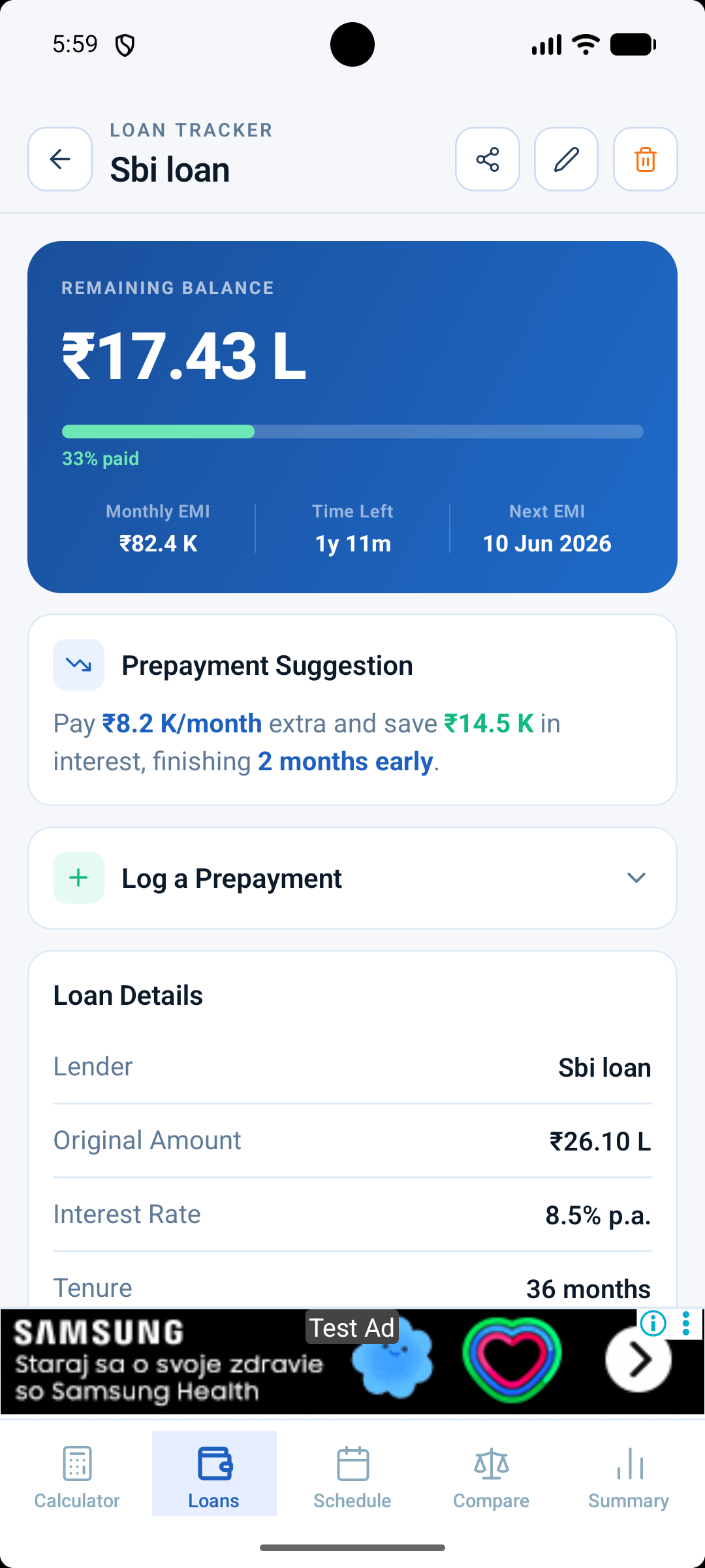 EMI Calculator & Loan Tracker screenshot 2